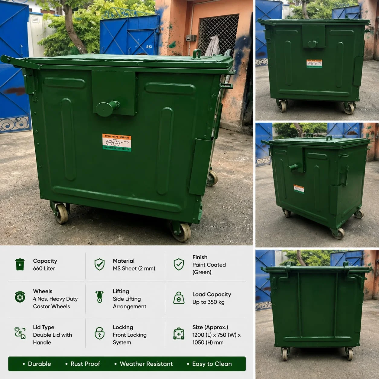 Mild Steel (MS) Garbage Container