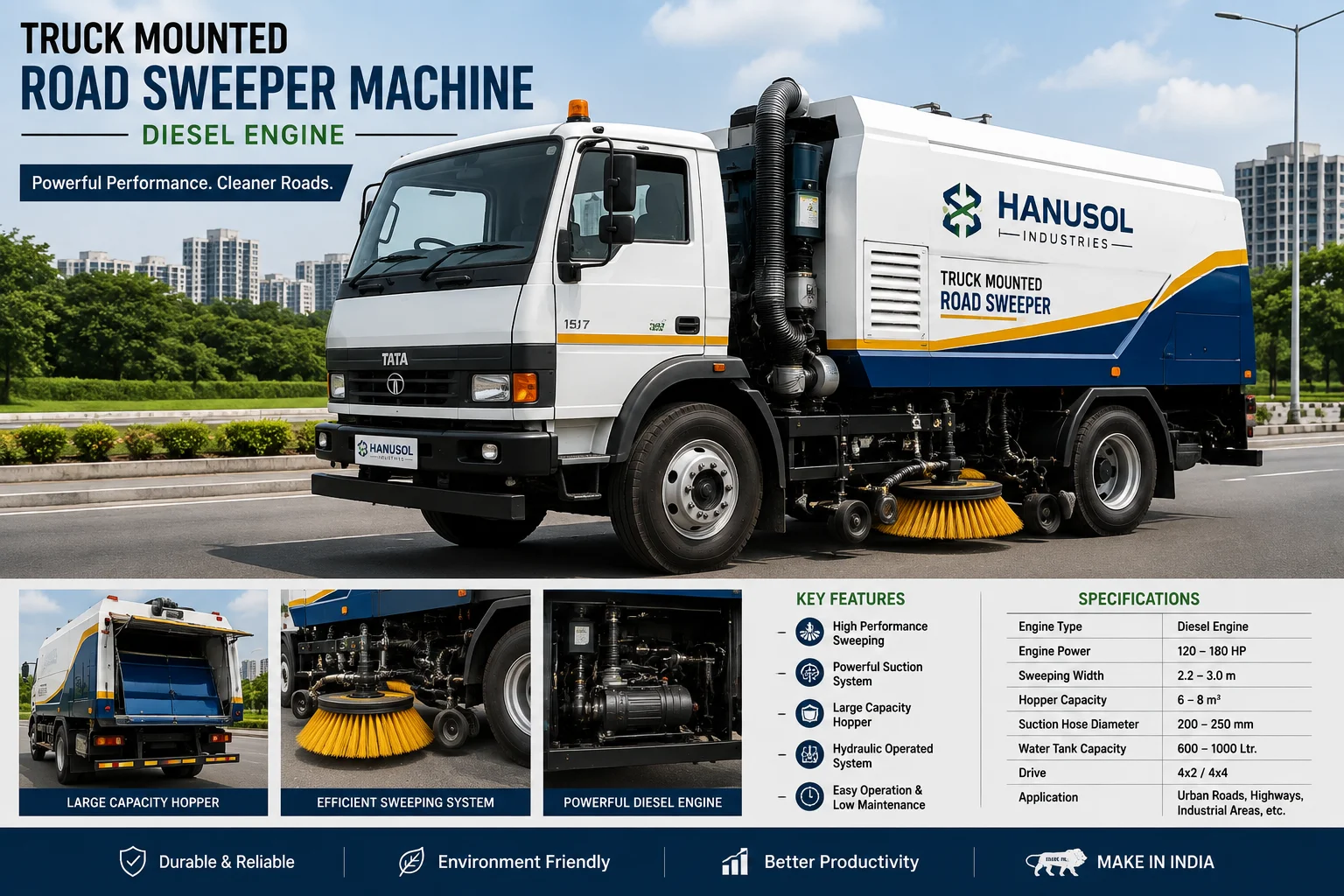 Hanusol Truck Mounted Road Sweeper Machine